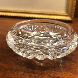 Vintage Heavy Cut Crystal Salt Cellar Trinket Jewelry Dish.  Gorgeous.